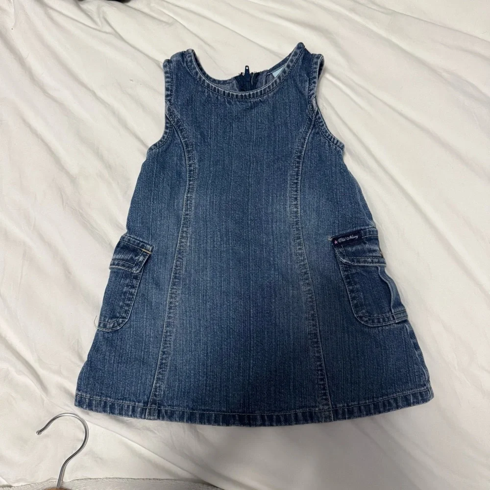 Vintage VTG Y2K 2003 Old Navy Baby Two Piece Pink Onsie Jean Dress Outfit